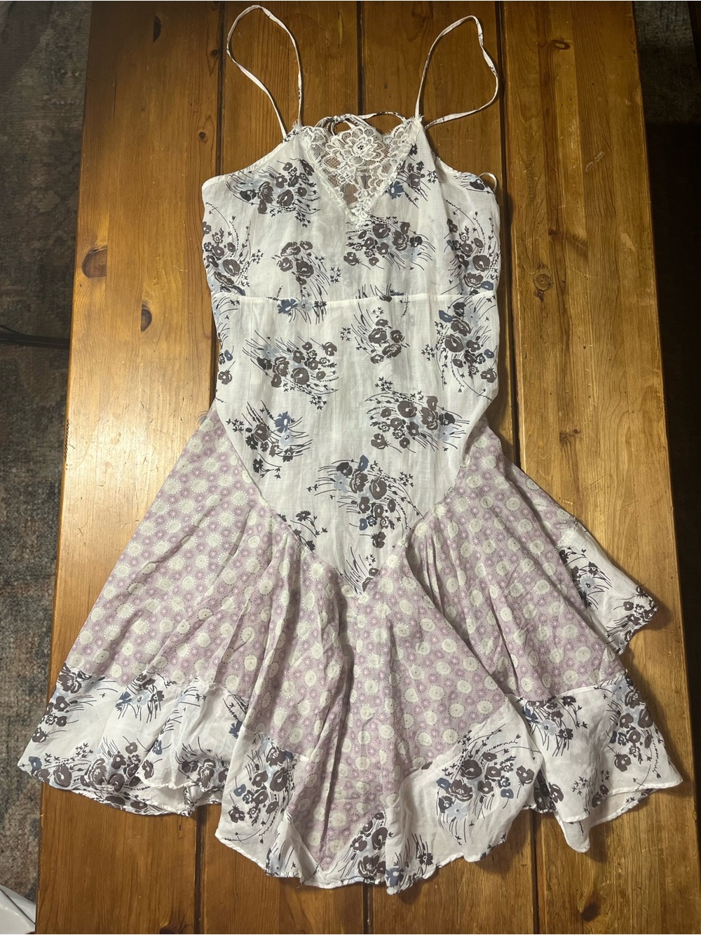 Free People Intimately White and Lavender Floral nightgown